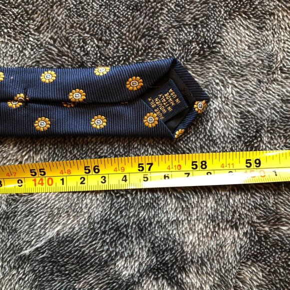 Brooks Brothers Makers 100% Italian Silk Tie Navy Blue w/ Flowers Made in USA - Picture 5 of 7
